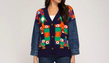 Load image into Gallery viewer, Aztec Denim Sweater Jacket-Sweater-TJS Beautique